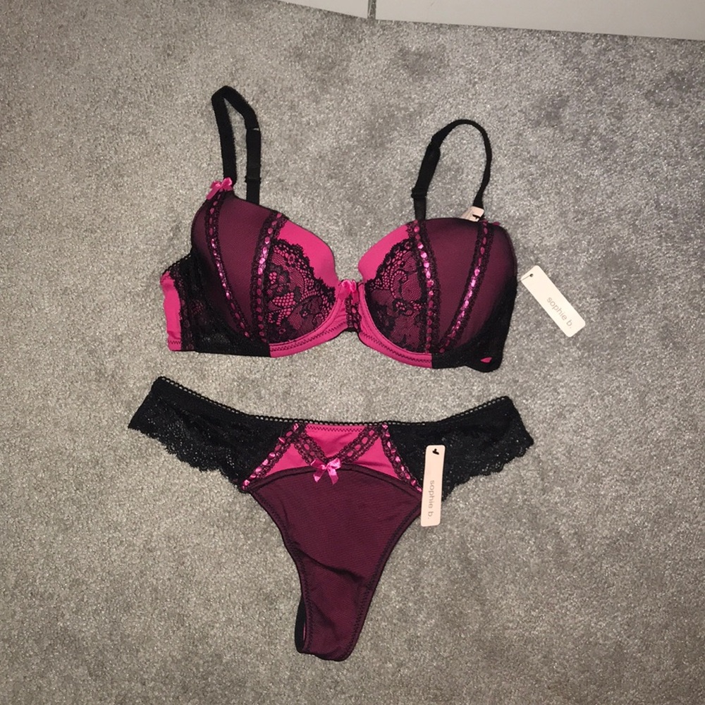 Pink and Black Lingerie Set